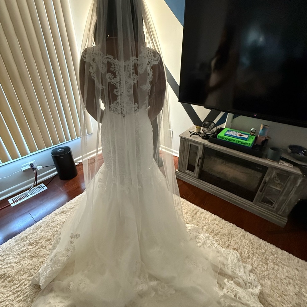 Elegant White Lace Wedding Dress - Picture 3 of 6